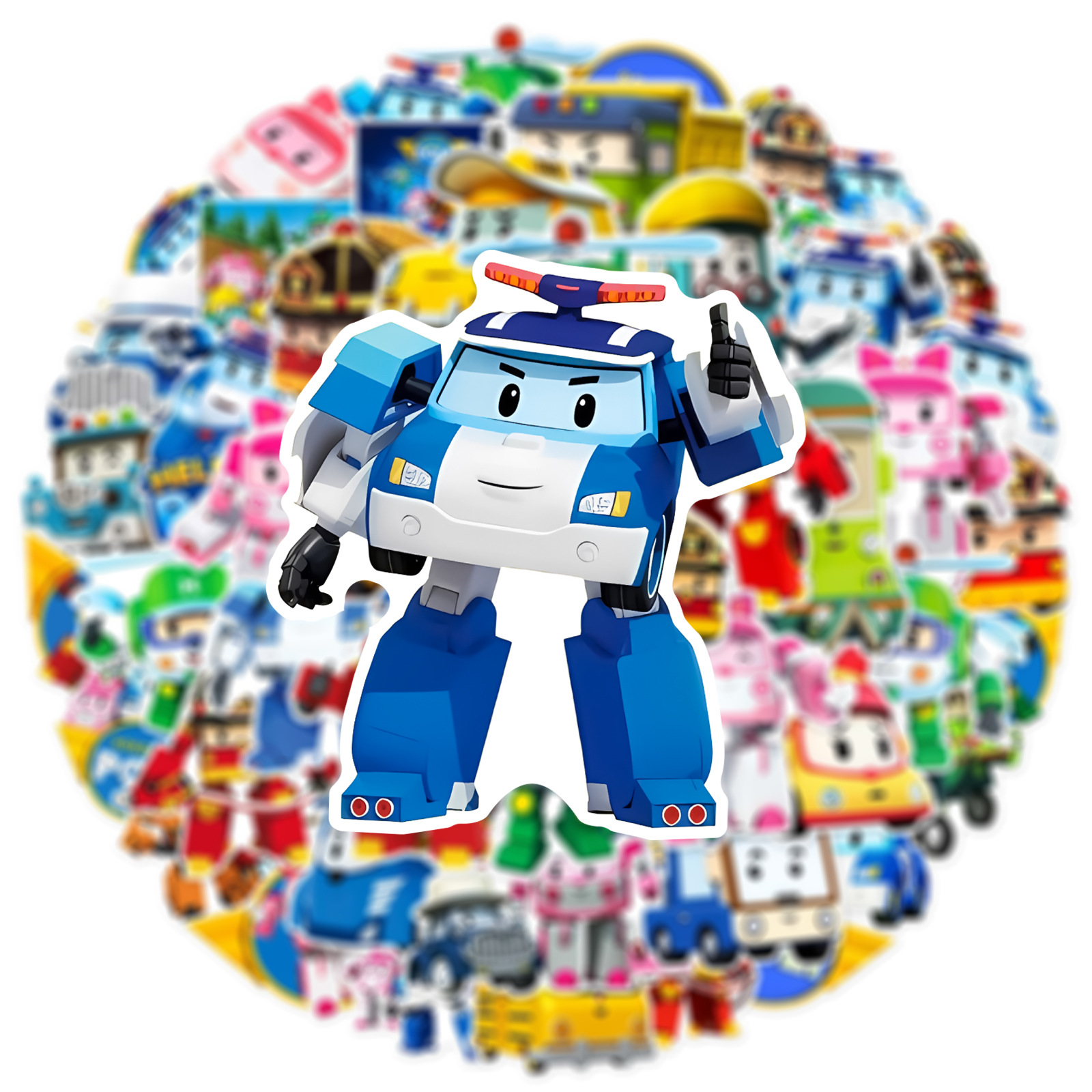 10/50Pcs Robocar-Poli Transformer vehicle Stickers For Suitcase Skateboard Laptop Luggage Fridge Phone Car Styling DIY Sticker