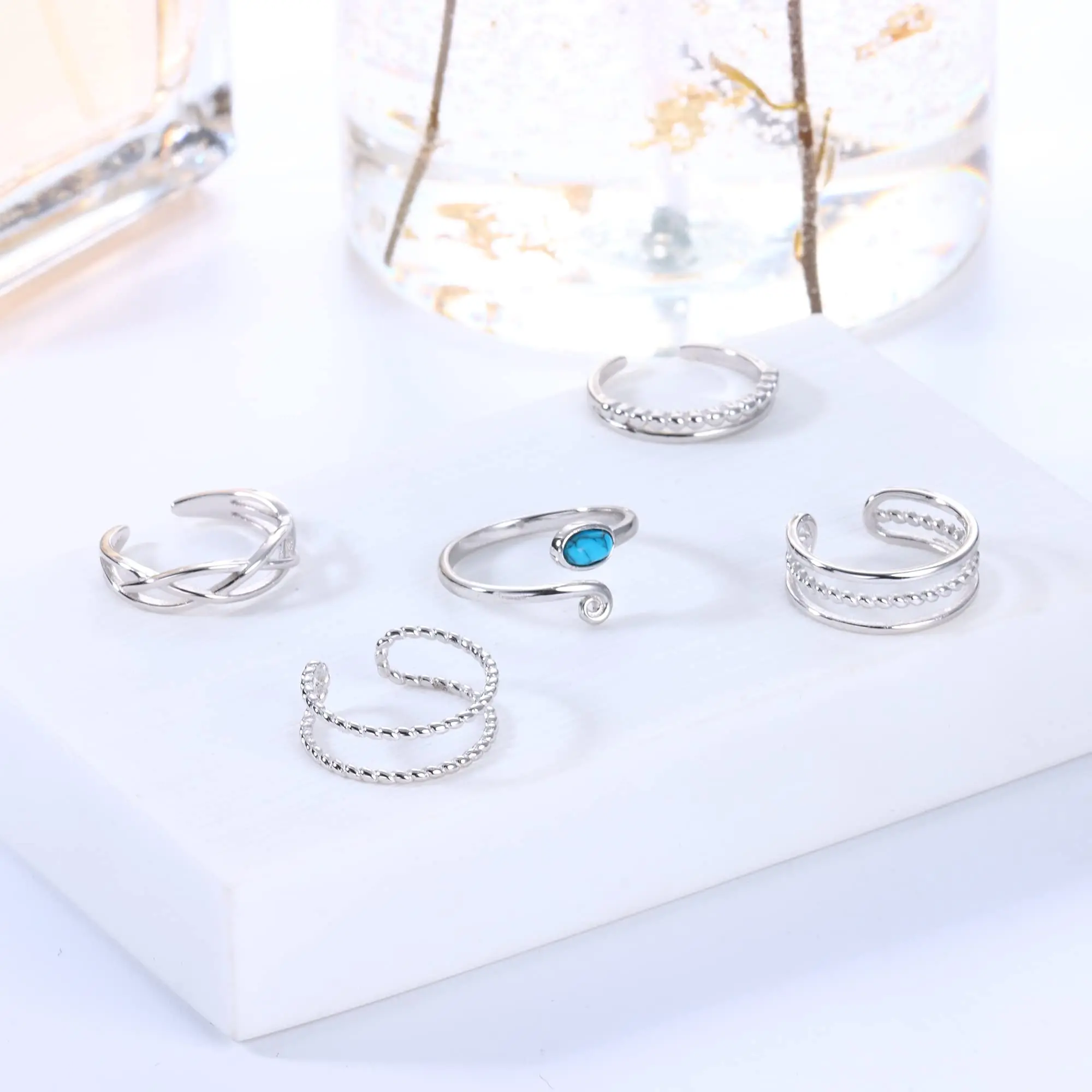 Fansilver 925 Sterling Silver Toe Rings for Women Adjustable Hypoallergenic Wrap Open Cuff Ring Knot Vintage Band Rings for Girl