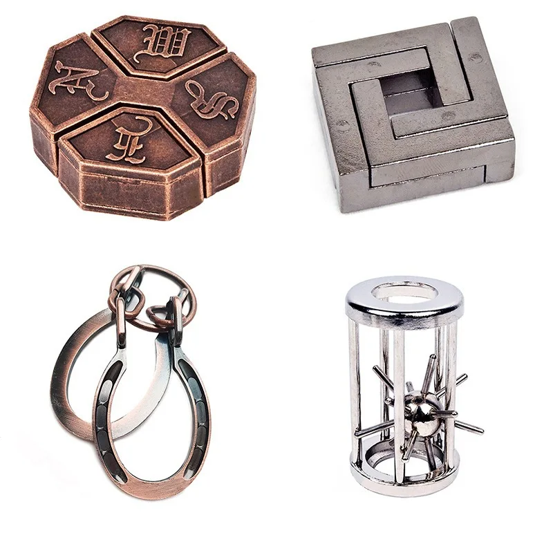 3Pcs Metal Fidget Toys Unlocking Brain Teaser Toys IQ Intelligence to Unlock Jigsaw Puzzle Game for Adults Kids Children