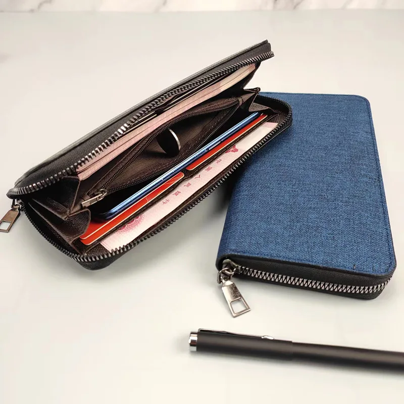 2023 New Canvas long wallet Zipper Solid Color Men Open Purse Multiple Card Slots Clutch Bag purses for women