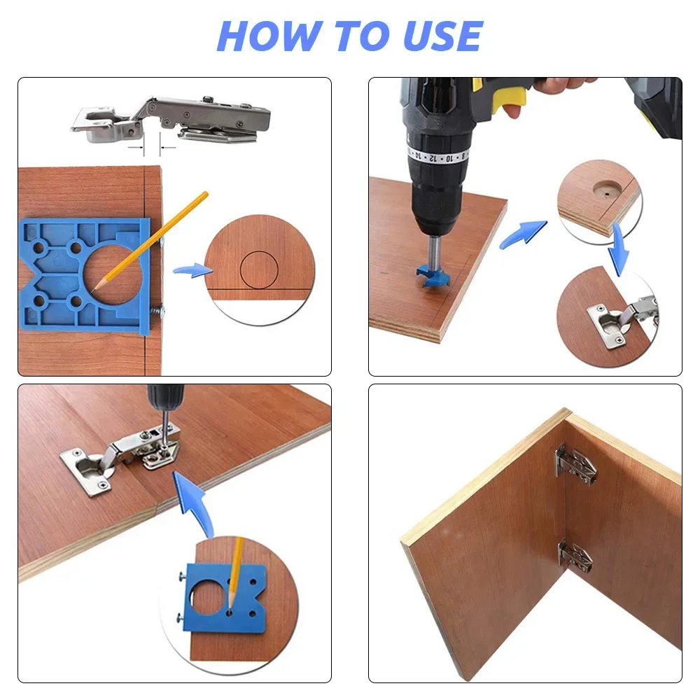 Hinge Jig Drill Guide 35mm Concealed Drilling Guide Tool Woodworking Hole Opener Locator for Door Window Cabinet Carpentry Tools