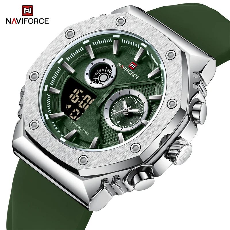 NAVIFORCE Sport Luminous Men Watches Waterproof Silicone Strap Man WristWatch Chronograph Military Quartz Men's Watch Gifts