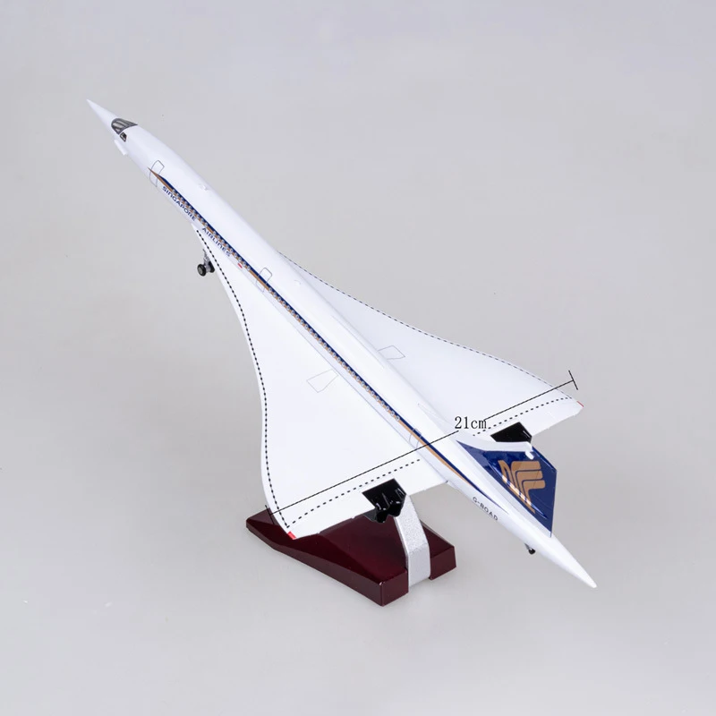 50CM 1/125 Scale Plane Concorde Singapore British Airline Airplane Resin Aircraft with Lights Landing Gears Model Toy