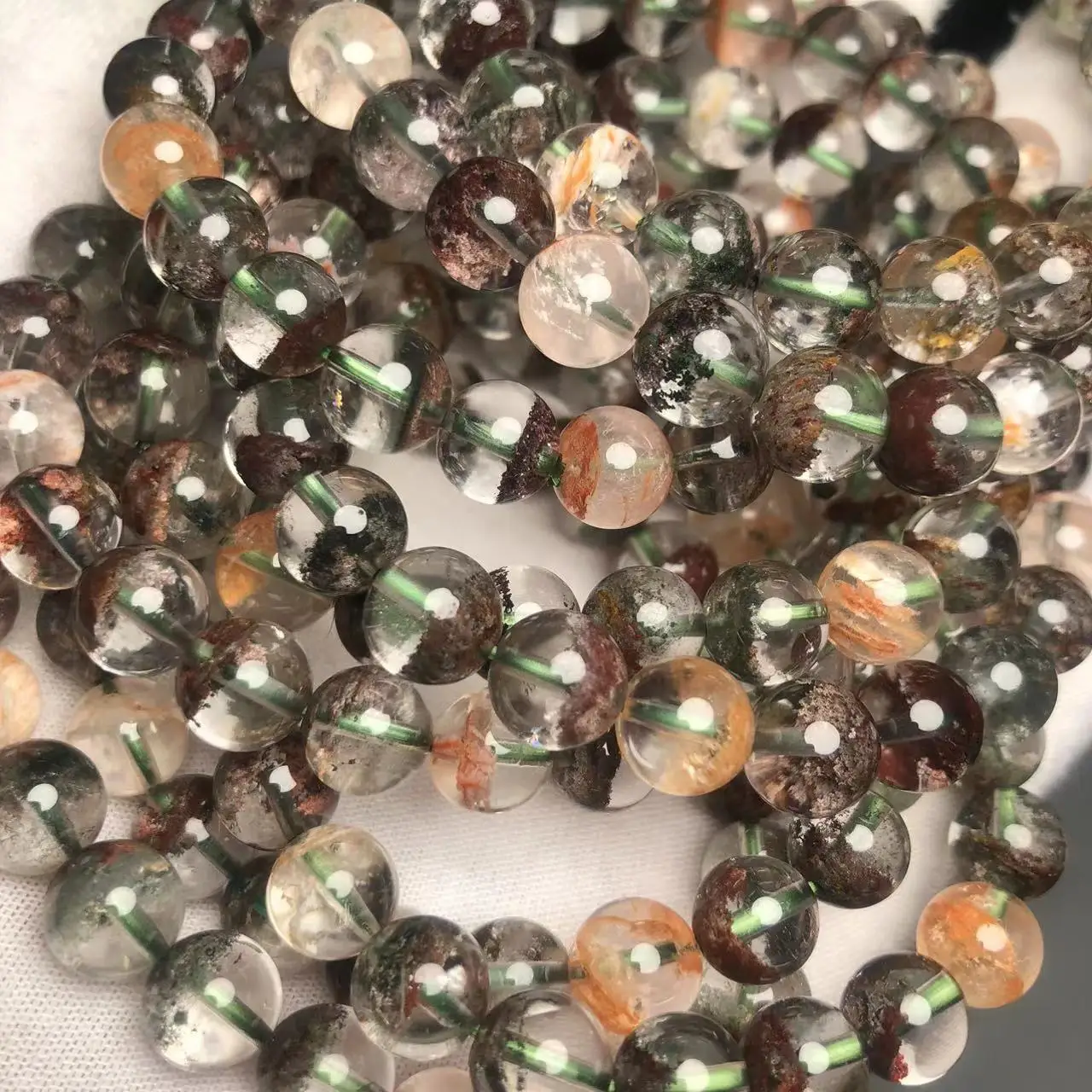 Meihan Wholesale Natural AAA Genuine Brazil Colorful Phantom Quartz Bracelet Smooth Round For Jewelry Making Design DIY