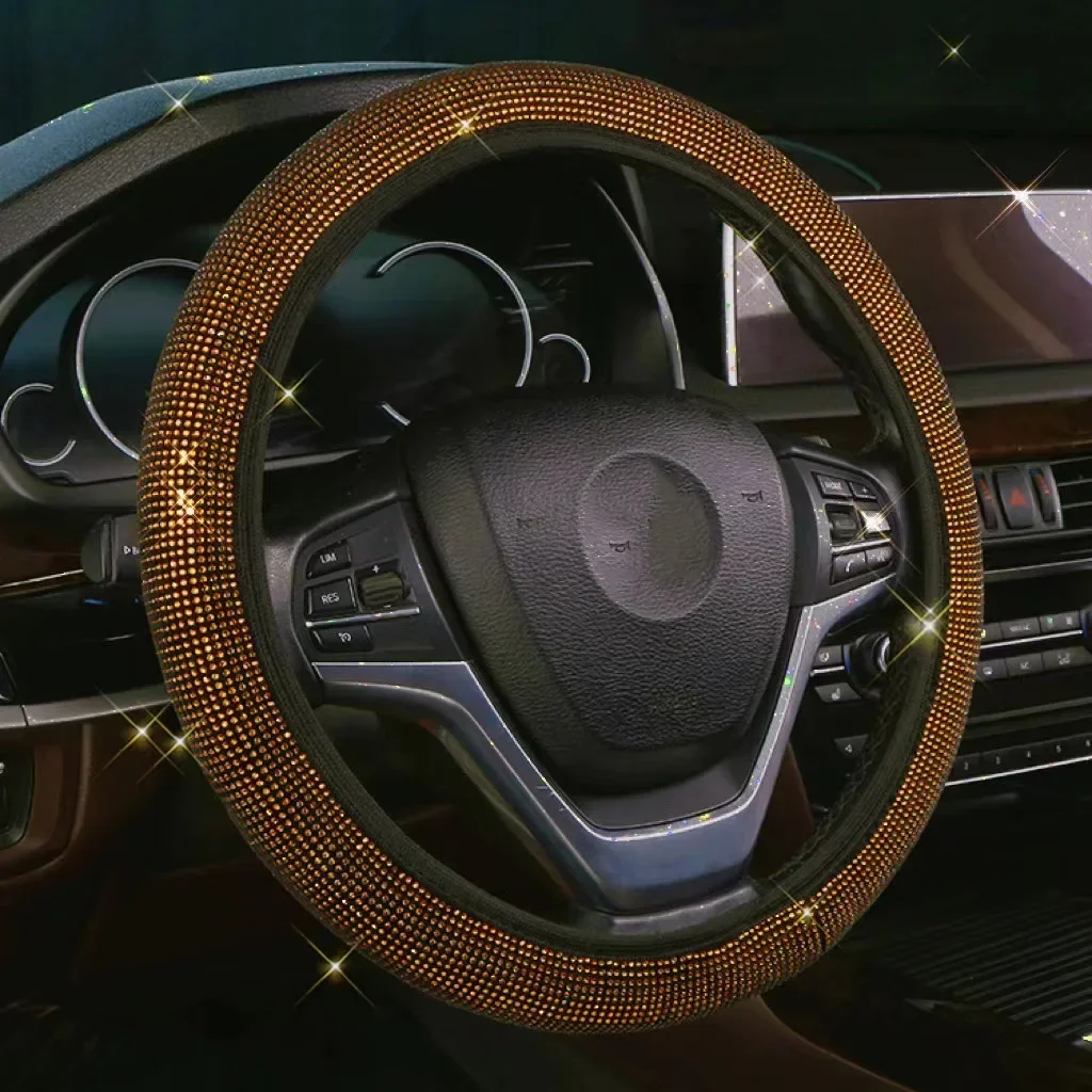 37/38cm Car Steering Wheel Cover Universal Diamond Blingbling Crystal Set Wheel Car-styling Wheel Woman Diamond Accessories