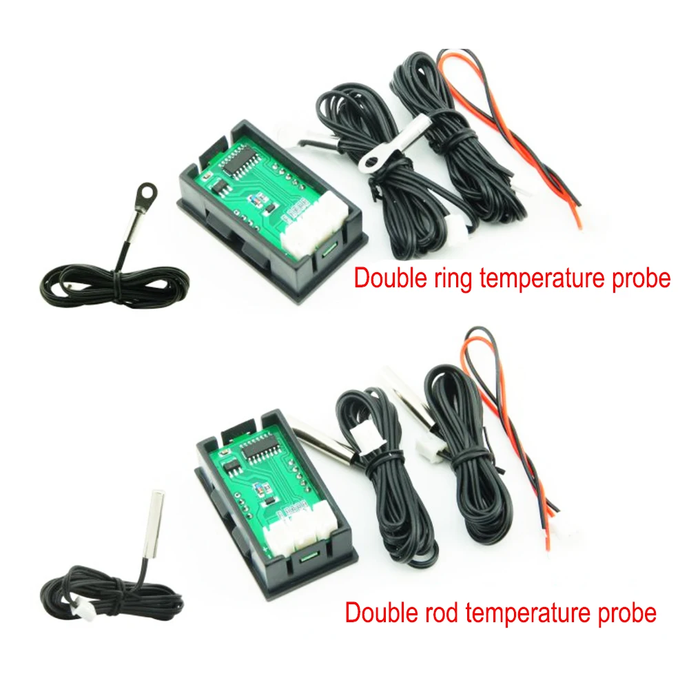 Digital Dual Display Voltmeter Meter DC4-30V Voltage Tester Temperature Sensor With 1m NTC 10K Probe Temp Detector