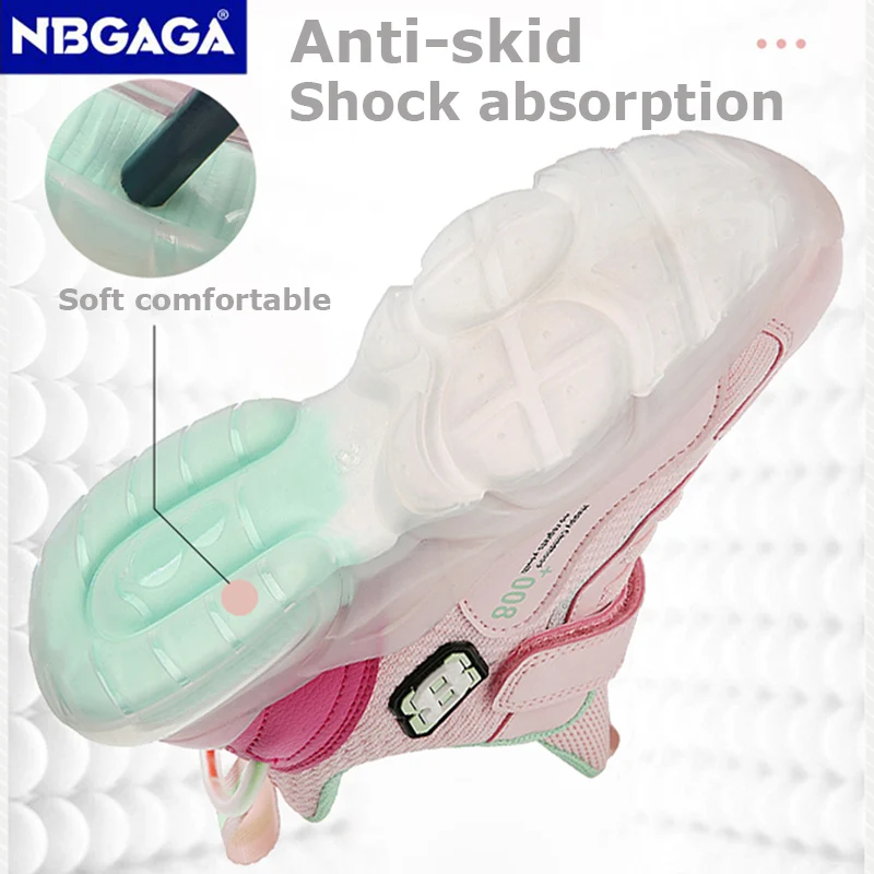 Kids Autumn Sneakers Girls School Casual Shoes Outdoor Breathable Running Shoes Light Soft Tenis Pink Non-slip Children Footwear