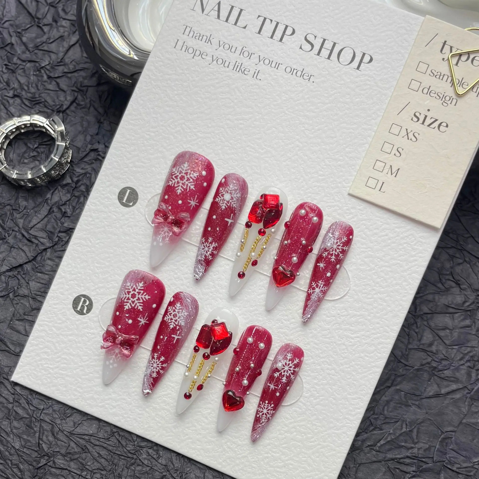 Wine Red Christmas Handmade Pressing Nail Gift for Girls High end Wearable Fake Nails Snowman Deer n Ballet Nail Art 241031