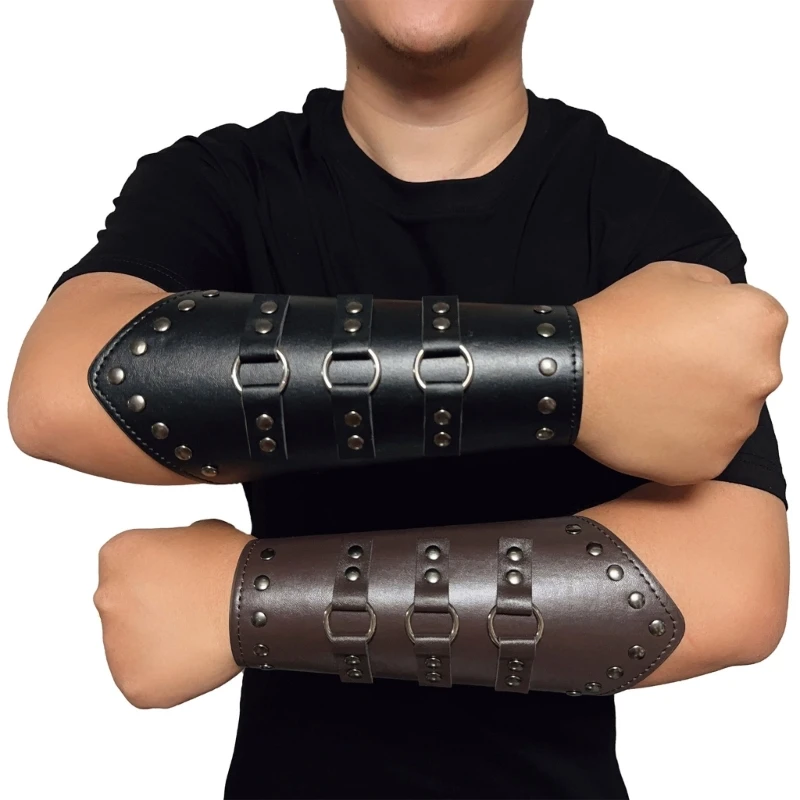 Wrist Knight Gauntlet Vintage Bracers with Rivet Decor Adult Cycling Wrist Guard Cosplay Bracers Halloween Supplies Wholesale smile