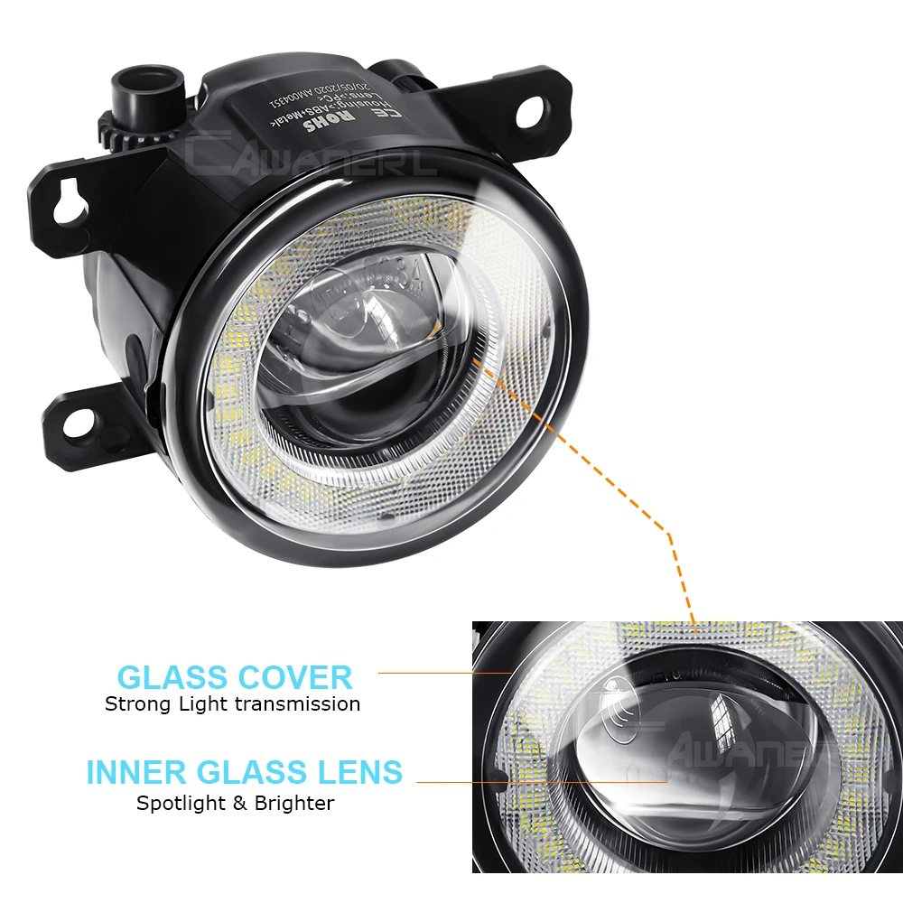 2 X LED Fog Light Assembly For Renault Trafic 3 III X82 2015-2020 Car Front Bumper Angel Eye Daytime Running Light DRL 30W 12V