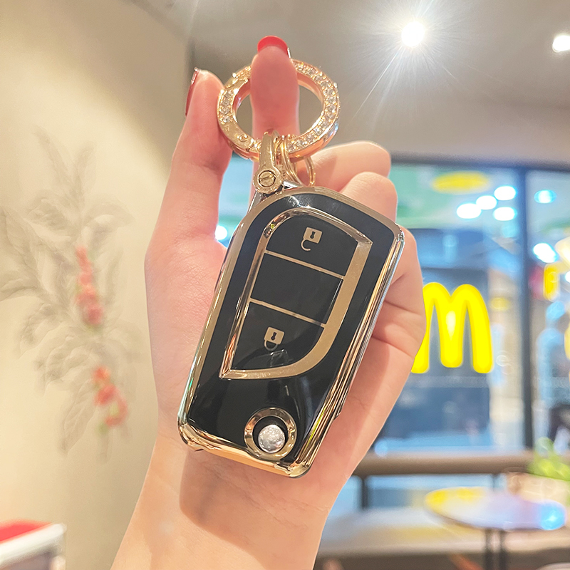 2 Buttons TPU Smart Car Key Case Cover Shell for Toyota Yaris Rav 4 2016 2017 for PEUGEOT 108 Holder Rebble Ring Car Keychain