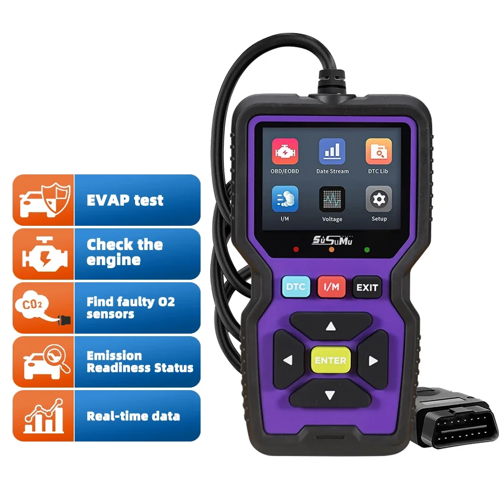 OBD2 Scanner Diagnostic Tool Live Data Professional Mechanic OBDII Code Reader Check Engine Light Battery Voltage Test Analyzer