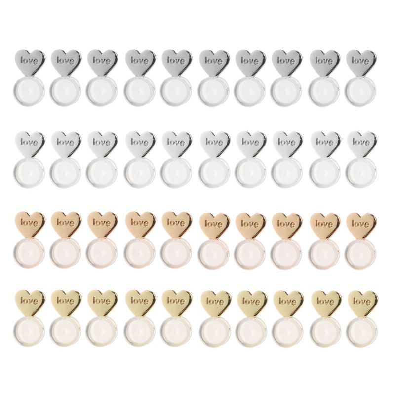 10Pcs Heart Love Magic Earring Lifters Earring Lifts Backs Adjustable Hypoallergenic Earring Nuts Ear Lobe Support