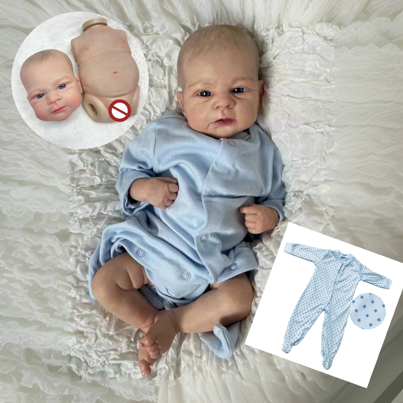 20Inch/50cm Full Body Soft Vinyl Elijah Bebe Reborn Boy With Painted Hair Artist Oil Paint Skin Visible Veins Lifelike Baby Doll