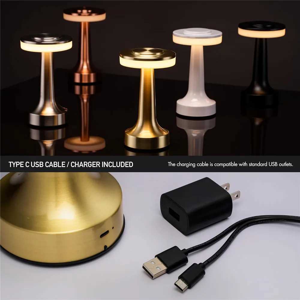 Retro Bar Table Lamp Led Rechargeable Desk Light Room Decor Lampe Camping Luces Bedroom Coffee Decoration Chambre Night LightsLX241102