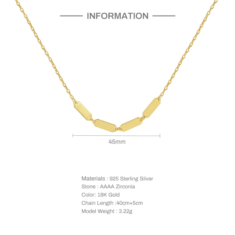 CANNER Mini Geometry Necklace For Women 925 Sterling Silver Long Chain Wedding Jewels Luxury Rock Punk Ball Gold 18K Original