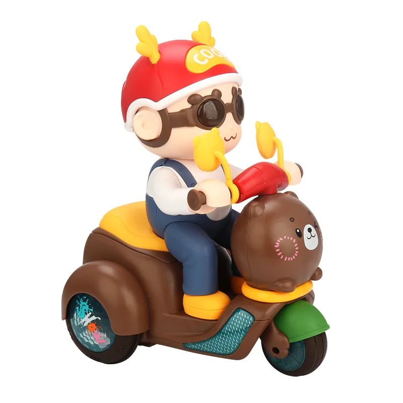 Electric Stunt Motorcycles,STEM Toys for Kids 3+ Years Old,360° Rotating Tricycle with Light&Music,Christmas Gift for Children