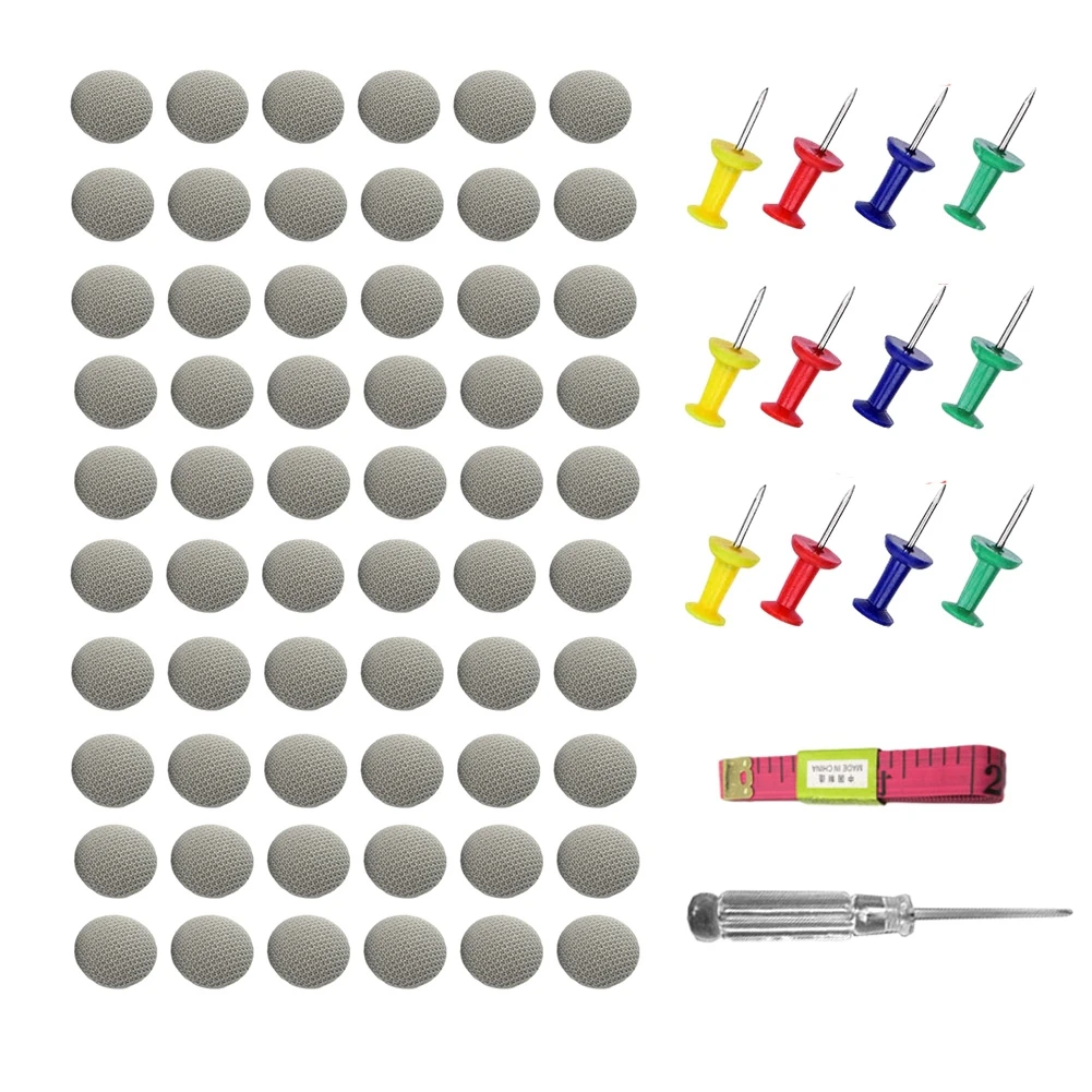 60Pcs Car Roof Liner Repair Kit Car Repair Rivets Roof Sky Repair Rivets With Pins Screwdriver Tape Measur Universal Accessories