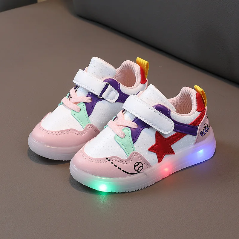 Size 21-30 Kids Led Shoes Boy Sneakers Star Shoes Children Baby Boys Led Light Luminous Running Sport Sneaker Shoes with Light