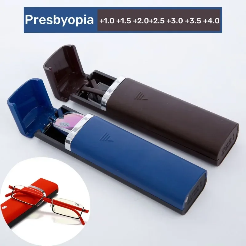 Trendy Half Frame Men's Presbyopia Retro Portable Reading Eyeglasses Finished Farsight Eyewear Men's Blue Light Blocking Glasses