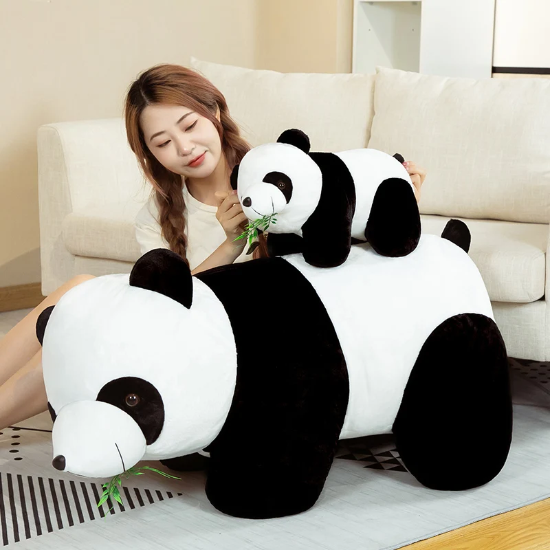 20cm Plush Panda Toys Lovely Pillow Panda with Bamboo Leaves Kawaii Stuffed Soft Toy for Kids Girls Boys Birthday Christmas Gift