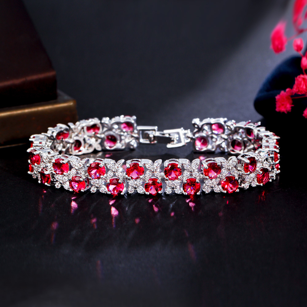 Sparkg Bracelet: White Gold 5A Cubic Zirconia Eternity for Women