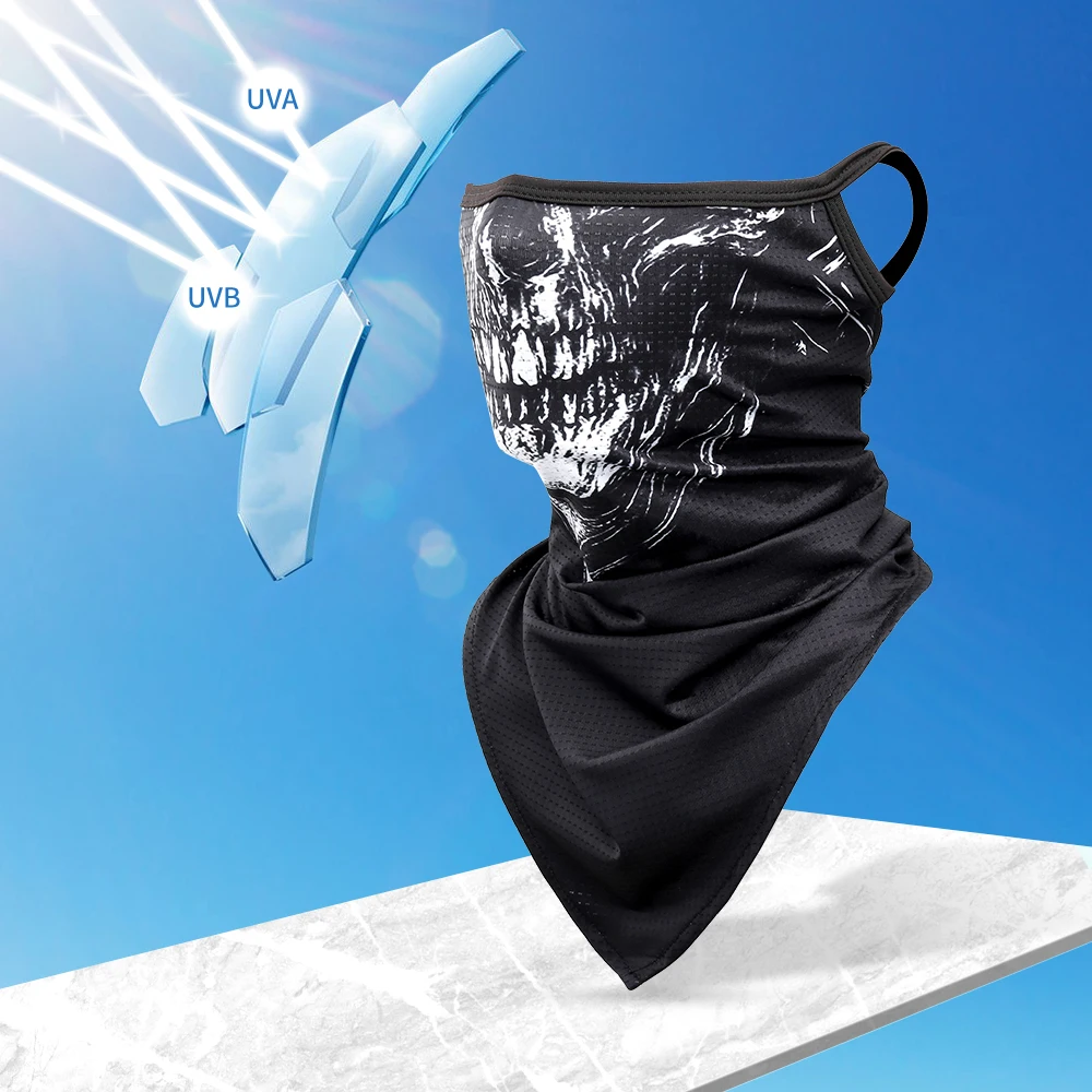 Skull Ski Headband Neck Gaiter Head Tube Scarf Ear Hanging Breathable Bandana Half Face Scarves Mask Cover Guard Men Quick Dry