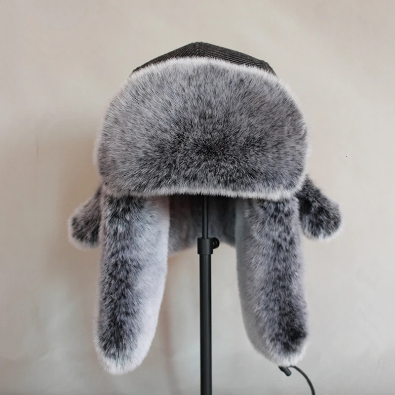 Mens Russian Winter Bomber Hat Ushanka with earmuffs faux fur trap hat Winter Bomber Hat Winter Bomber Hat 241031