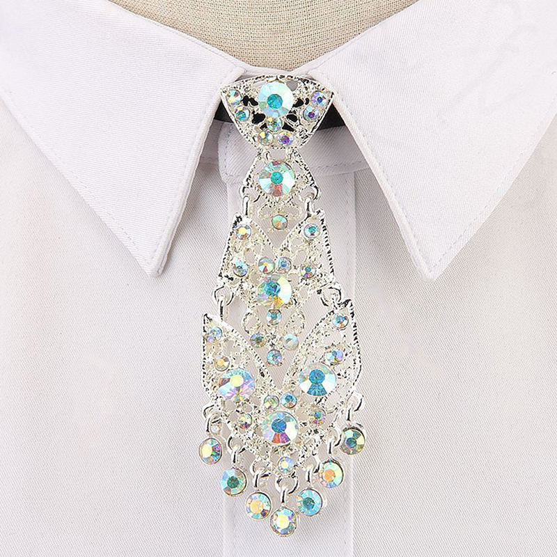Crystal Neckties Trendy Personality General Wine Party Wedding Ceremony Metal Short Tie ddmysmile Men Accessories Fashion Smile