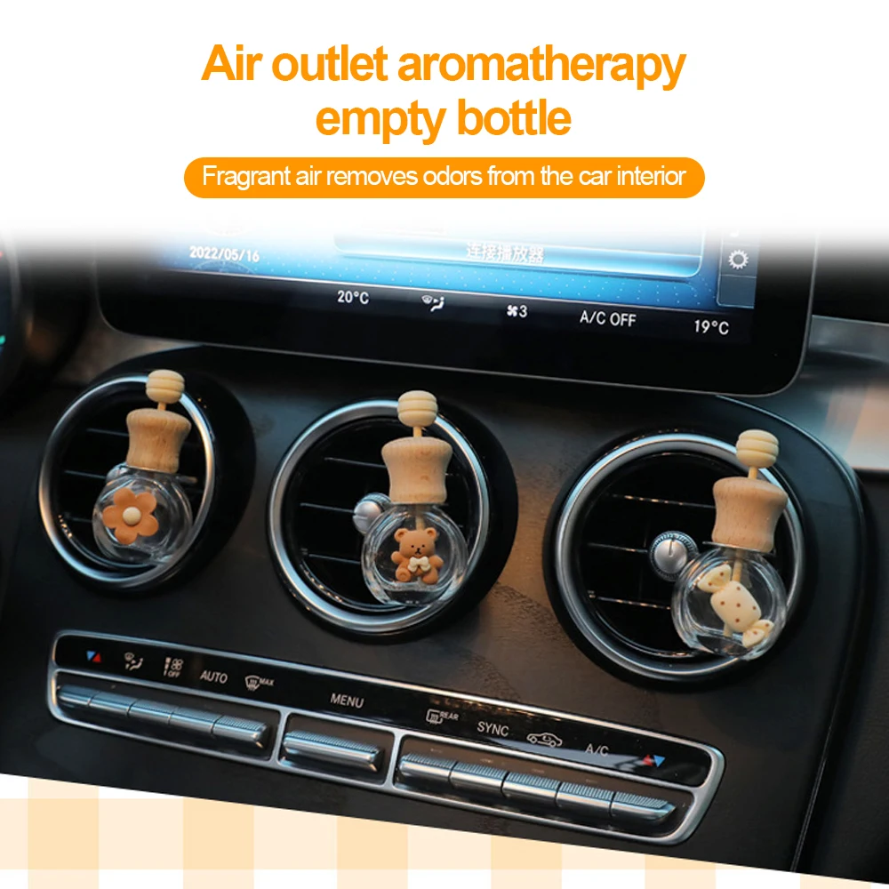 Car Air Freshener Empty Glass Auto Perfume Diffuser Bottle For Essential Oils Perfume bottle for car Air Vent Aromatherapy