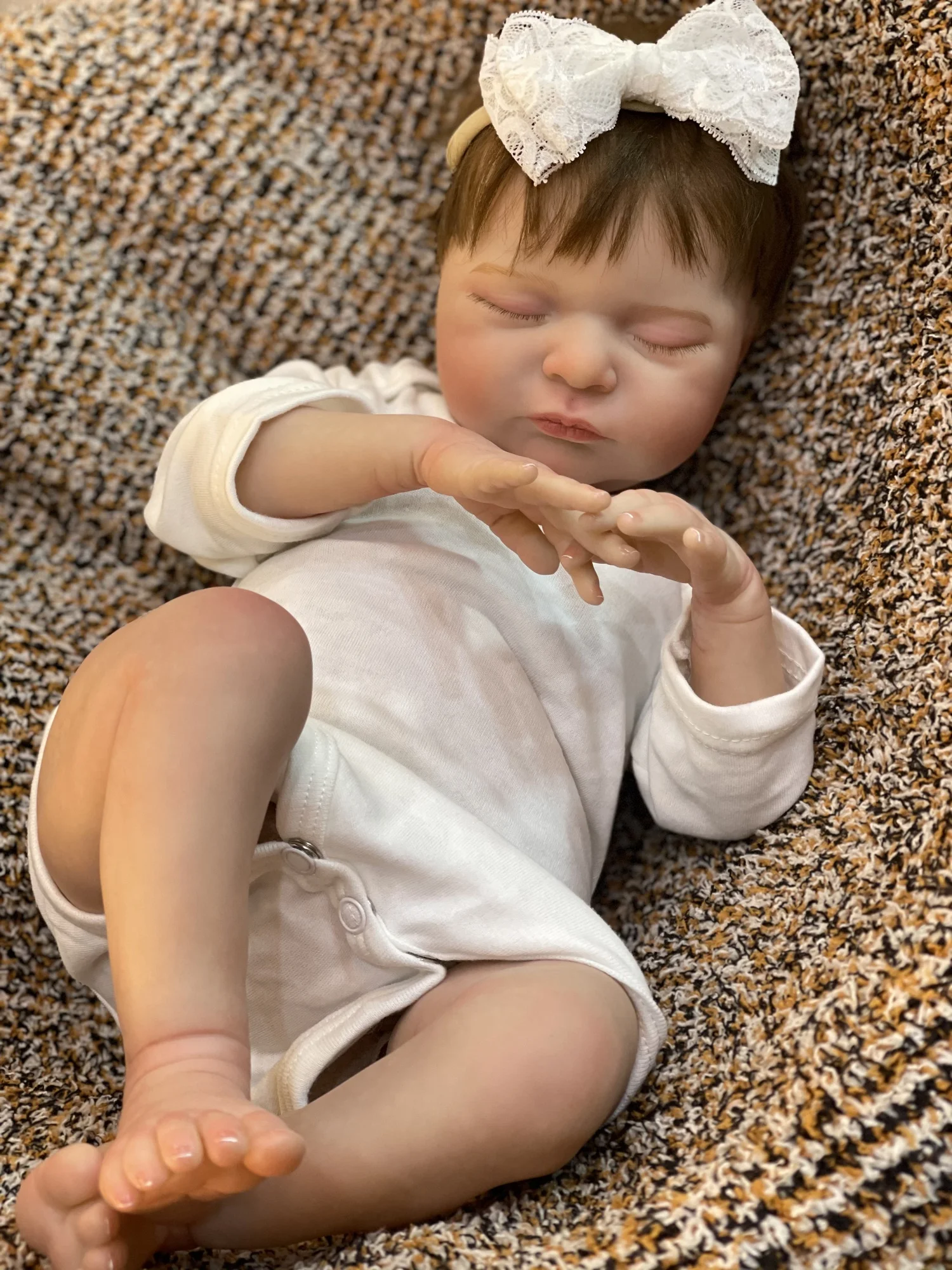 50cm Cuddly Laura Bebe Reborn With Rooted Hair Handmade Soft Touch Feeling Lifelike Real Doll For Children's Gift