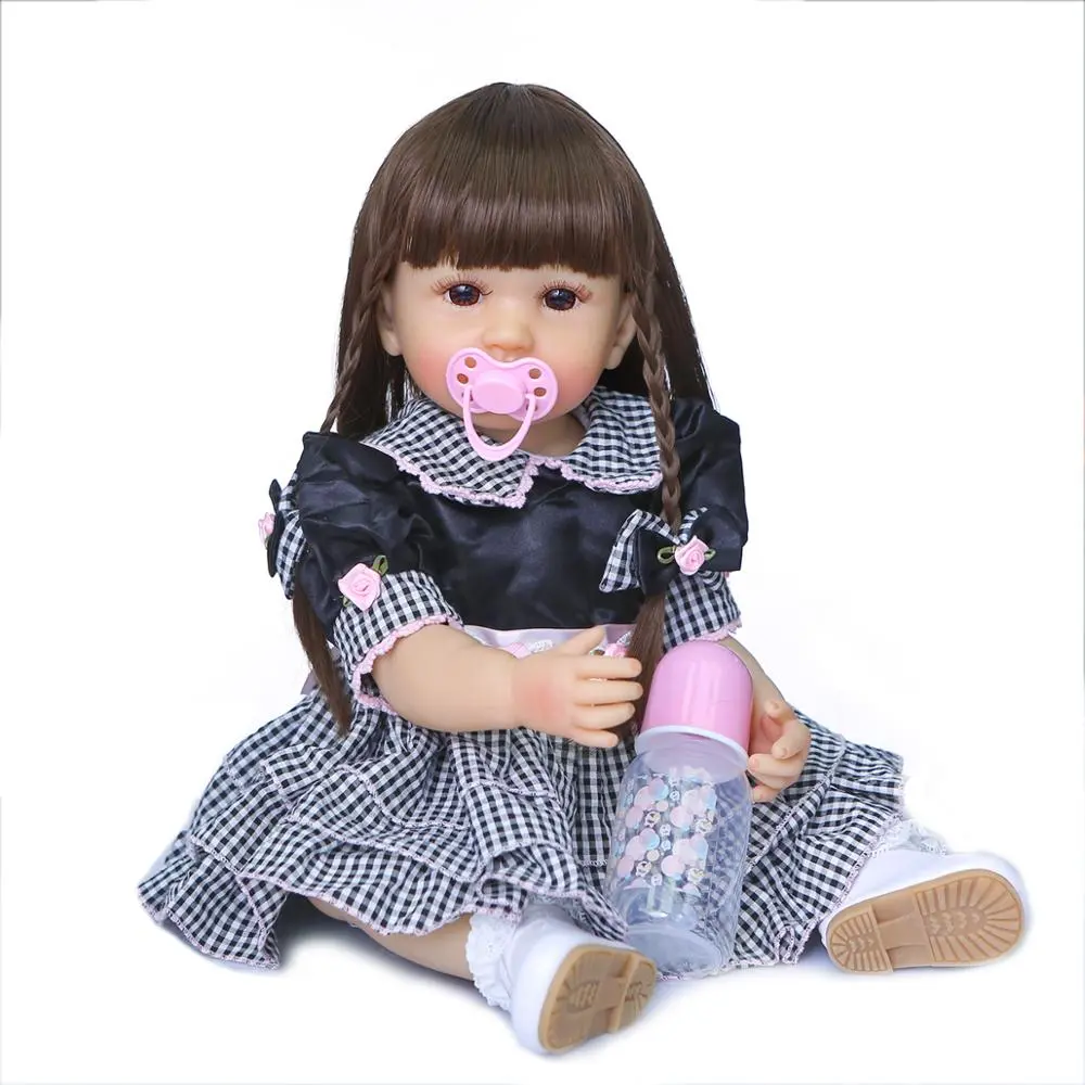 NPK 55CM new arrival original very soft full body silicone bebe doll reborn toddler doll waterproof bath toy two colors of hair