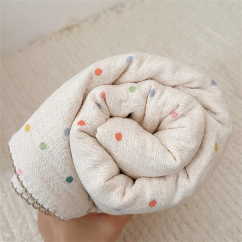 Color Dot Baby Blankets Newborn new Musselin Bluse Pillow Baby 2025 Muslin Blankets Bedding Cover Nap New Born Receiving Swaddle