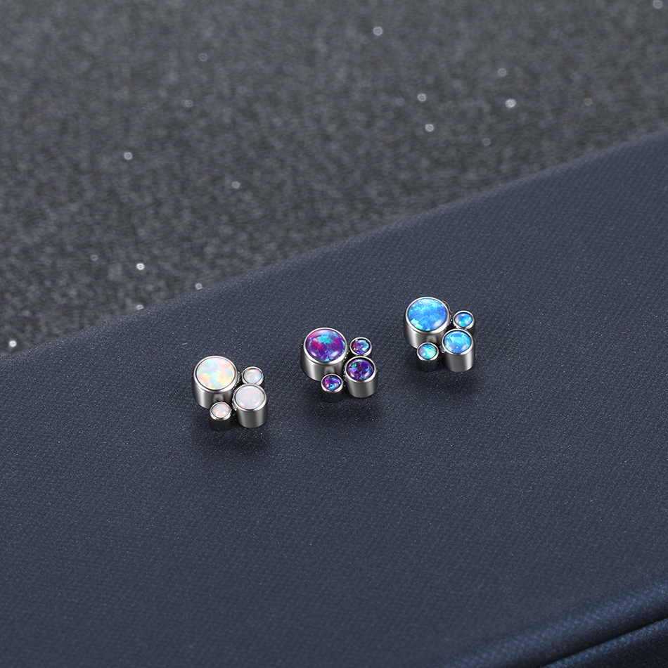 1PC Titanium Internally Threaded Ends Piercing Opal Dermal Top Earring Conch Helix Piercing Nose Medusa Lip Piercing Sex Jewelry