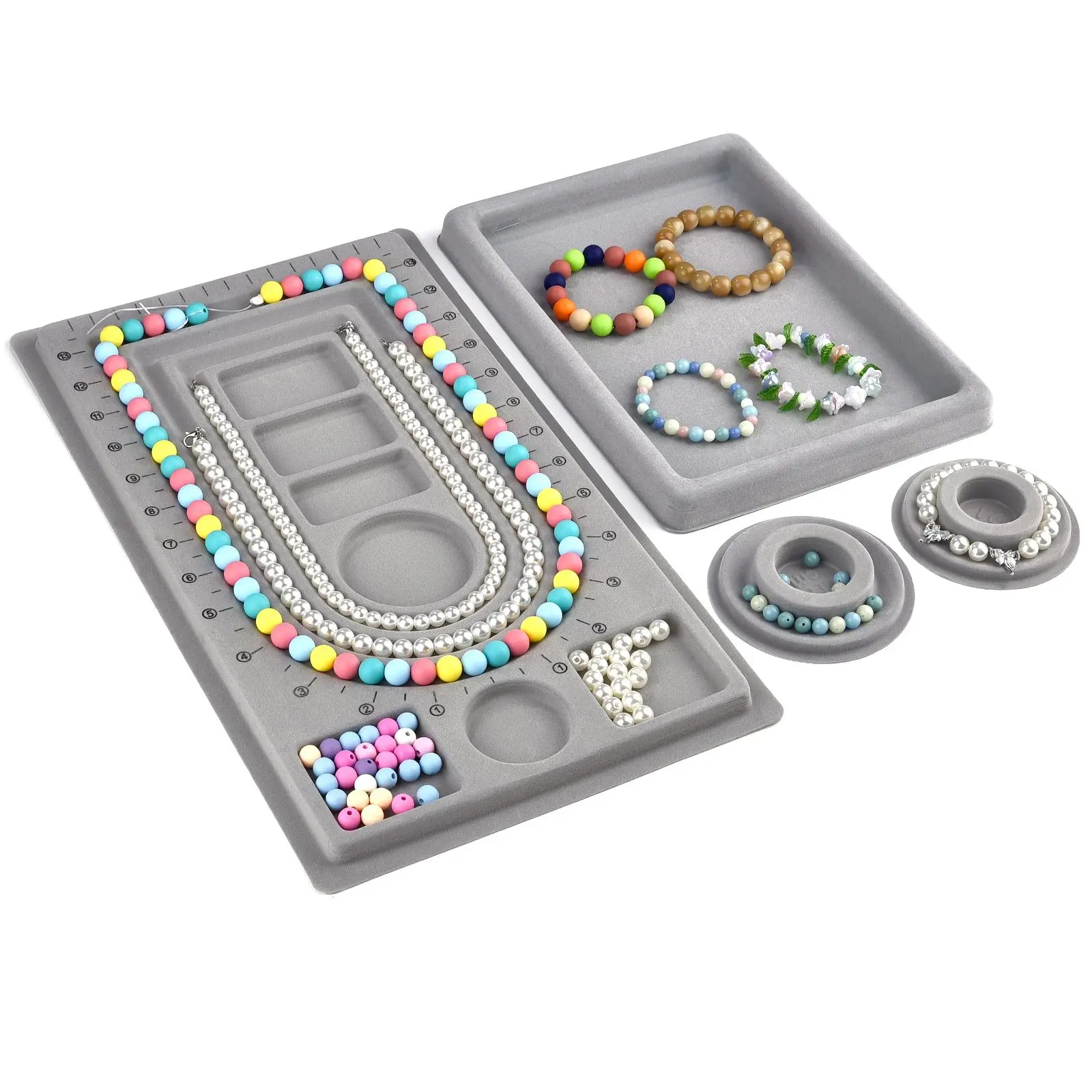 Flocked Bead Board Bracelet Necklace Beading Organizer WorkBenches Size Measuring Tool Tray DIY Jewelry Making Tools Accessories
