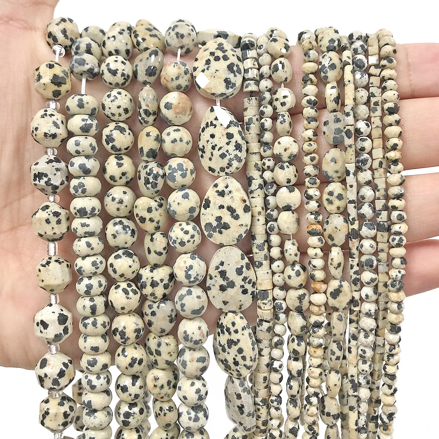 34 Types Yellow Dalmatians Jasper Bead Natural Stone Round Cube Faceted Rondelle Loose Beads for Jewelry Making Charms Bracelets