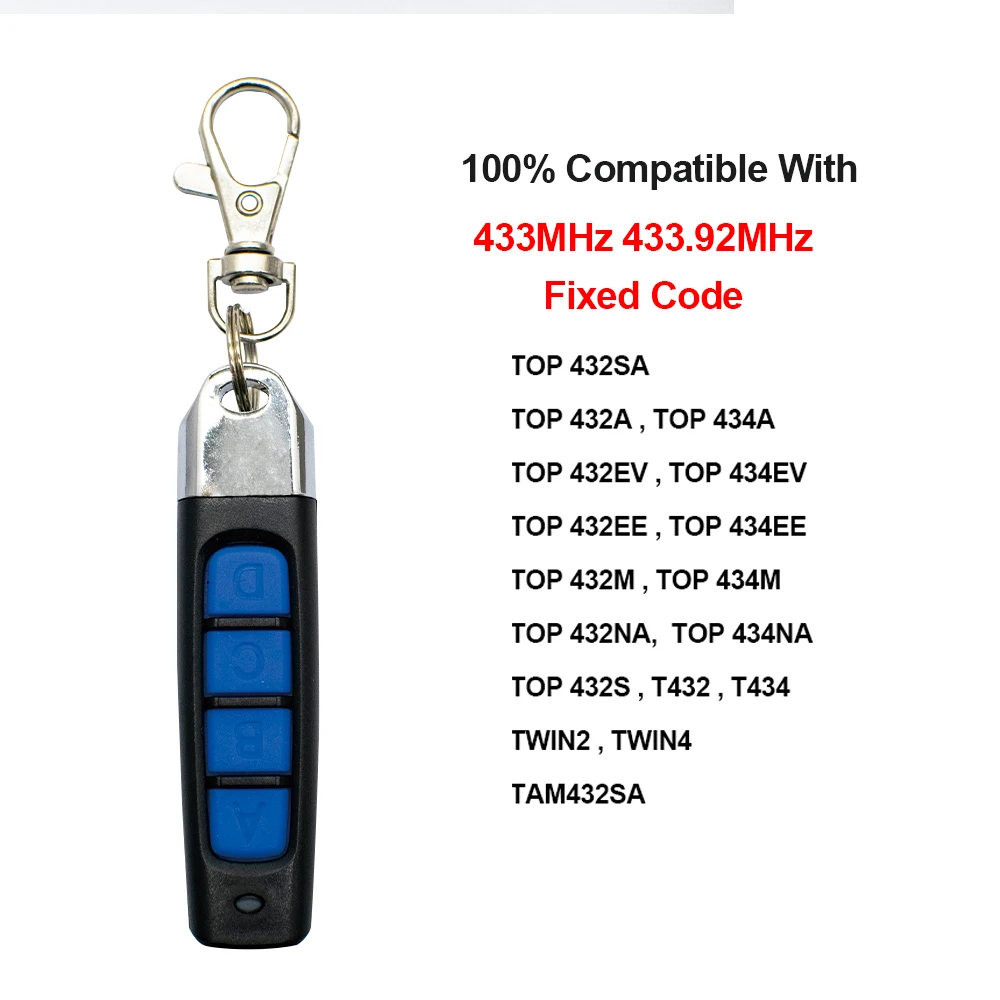 433MHz Garage Remote Control Duplicator Compatible With TOP 432NA 432EE 432EV 434NA 434EE 434EV Cloning 433.92MHz Fixed Code