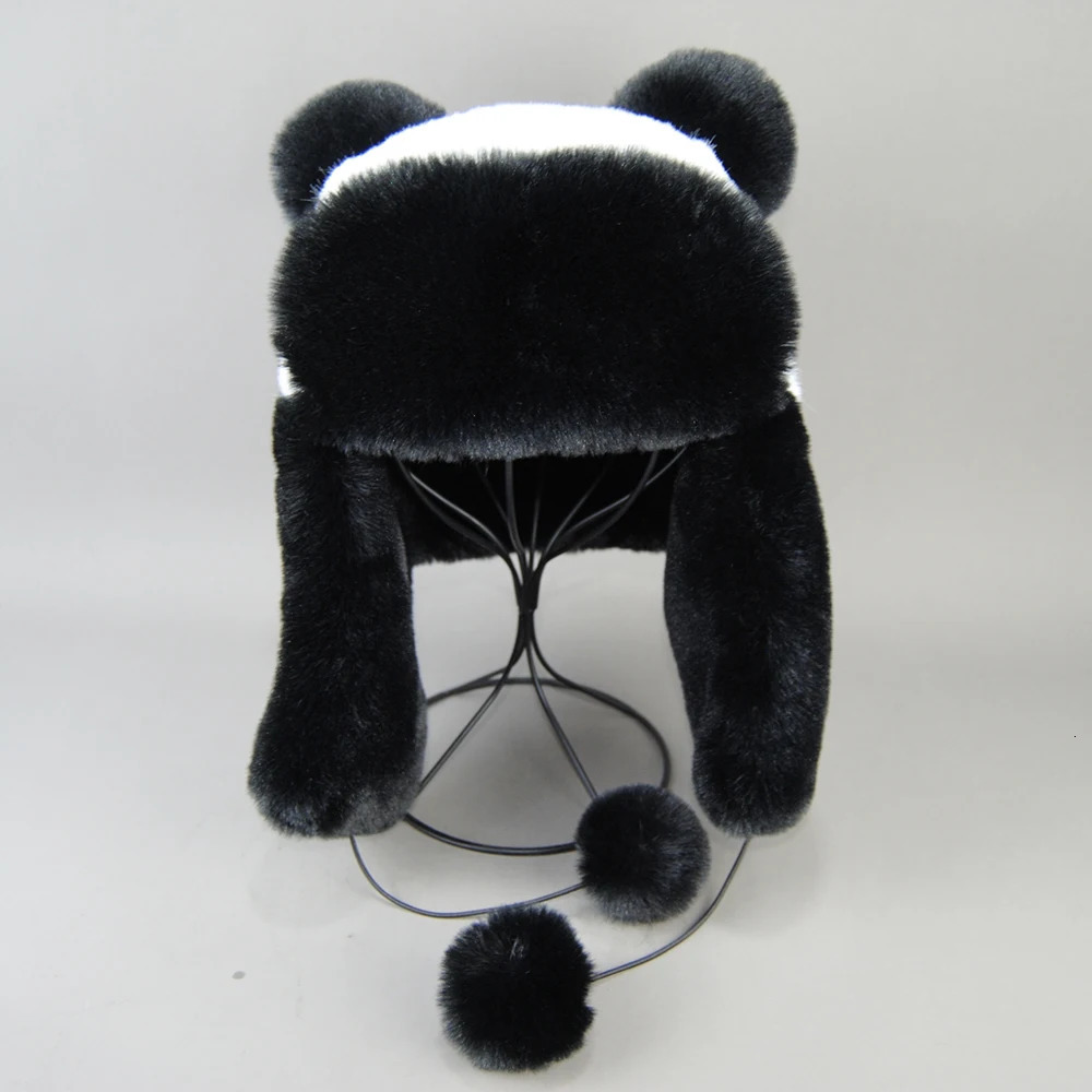 Winter Rex Rabbit Fur Bomber Hat Wusanka Hat Hunter Russian Artificial Hat Neutral Rex Rabbit Fur Leather Hat 241031
