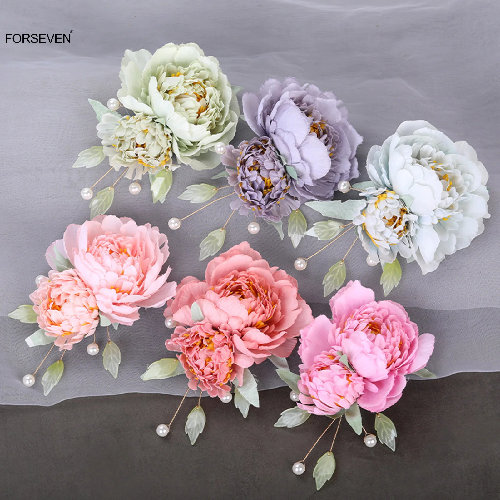 Silk Flower Hairpins Side Clips Ancient Chinese Style Hair Accessories Floral Hairclips Pearl Headpiece for Women Hanfu Dress