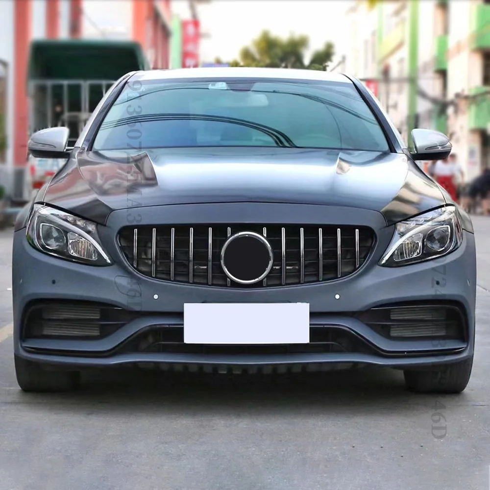 GT GTR Diamond Inlet Mesh Front Grille Grill Tuning Accessories For Mercedes Benz C W205 C205 S205 2014-2021 AMG Style Refit