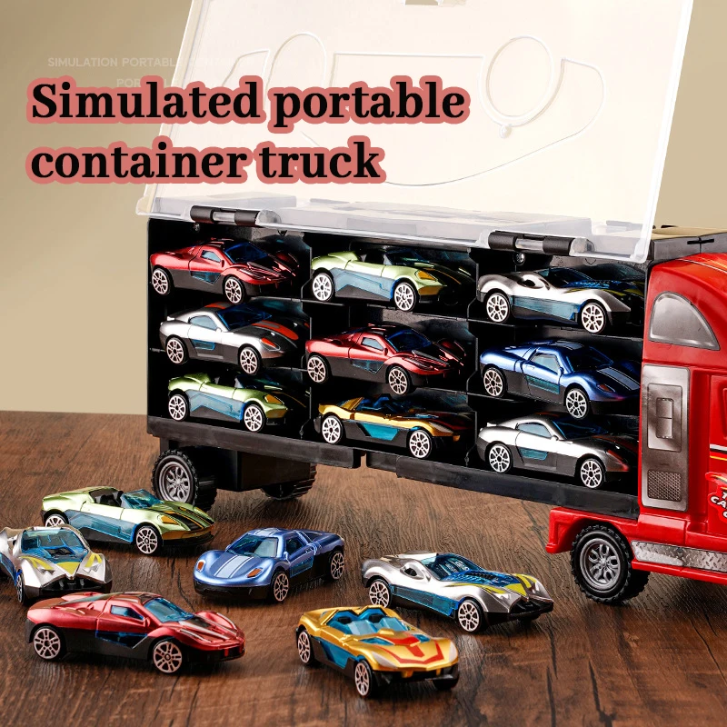 Big Transport Car Container Carrier Big Truck Vehicles Toys With Mini Diecast Cars Model Toys For Children Boys Birthday Gifts