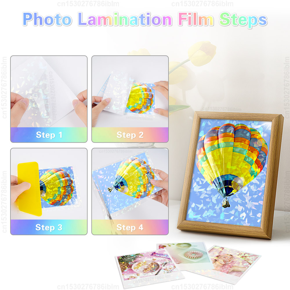 10 Sheets Waterproof Cold Laminating Film Transparent Holographic Broken Glass Adhesive A4 Paper film DIY Photo Laminating Film