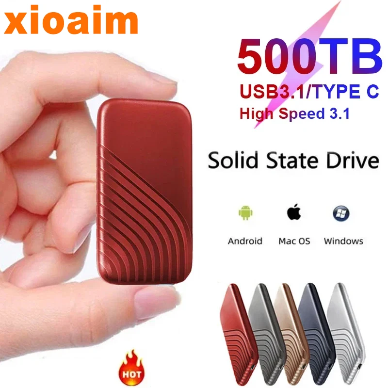 For Xiaomi SSD 500GB Flash Hard Drive External Type-C High Speed USB3.1 2TB 4TB 8TB SSD Storage Portable HD Hard Disk For Laptop