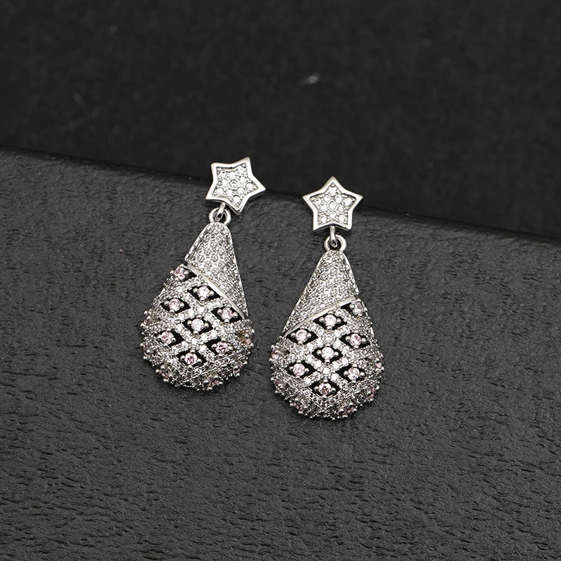 Trend Straight Pendant Earrings Gold Silver Christmas Copper Zircon Jewelry High Quality Christmas Gifts 241031