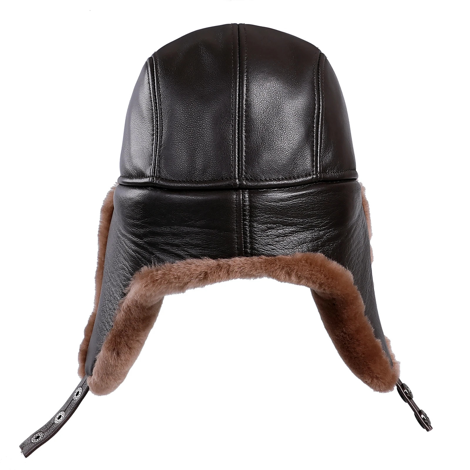 Neutral wool sheepskin pilot Russian Ushaka hunting hat leather hat winter fur hat ear pads soft and warm 241031