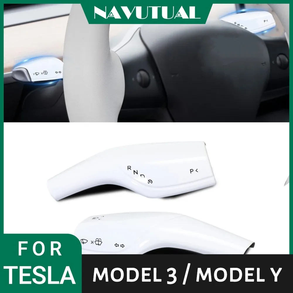 White Steering Wheel Column for Tesla 3 Model Y Car Shift Paddle Decorative Cover Gear Lever Interior Protection