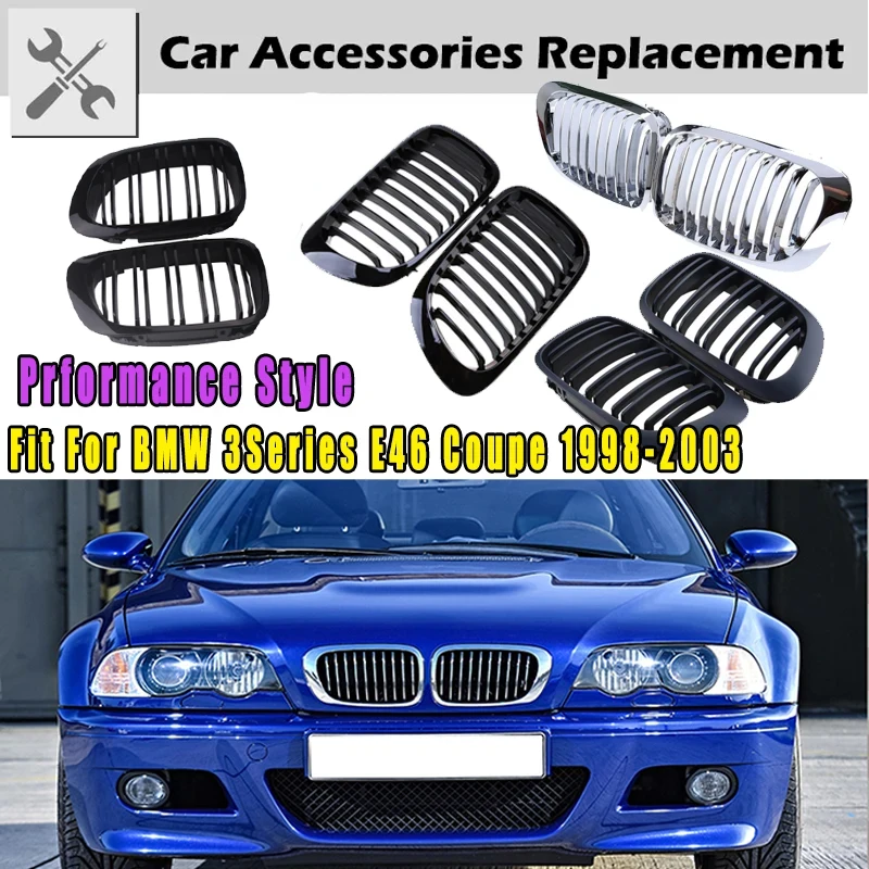 Rhyming Front Kidney Grill Grille Glossy Matte Black Car Accessories Fit For 3 Series E46 Coupe 2Door 1998-2001