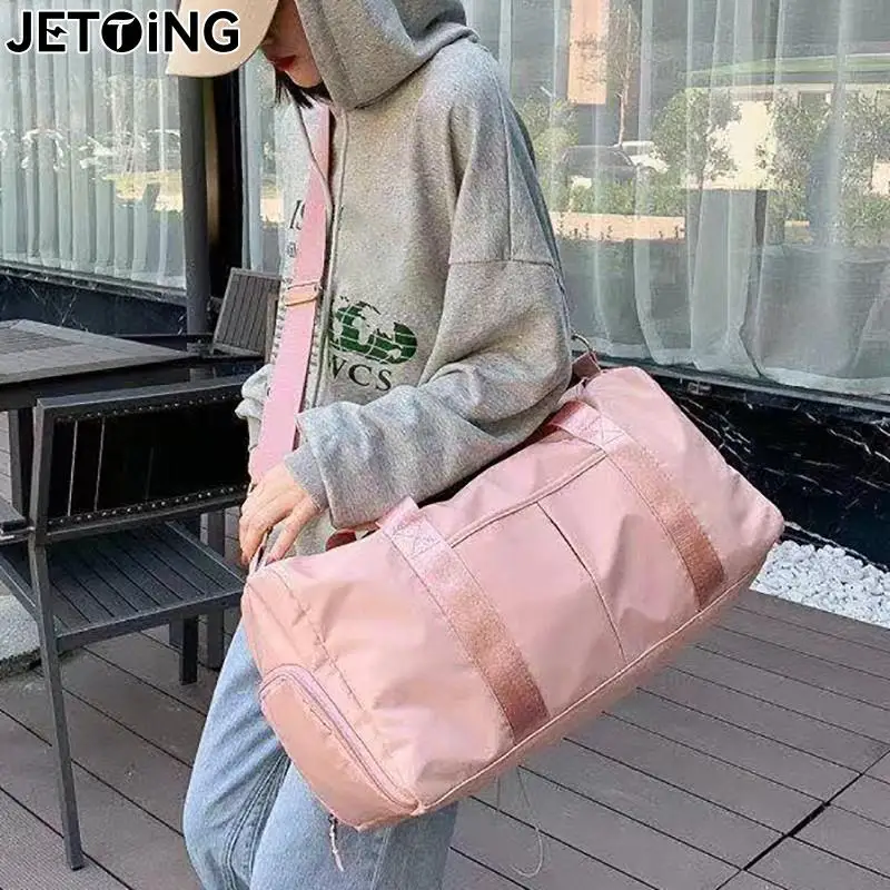 Duffel Bag Embroidered Sports Gym Bag Travel With Wet Dry Pockets & Shoe Compartment 2 Layer For Vacation, Beach, Swimming Pool