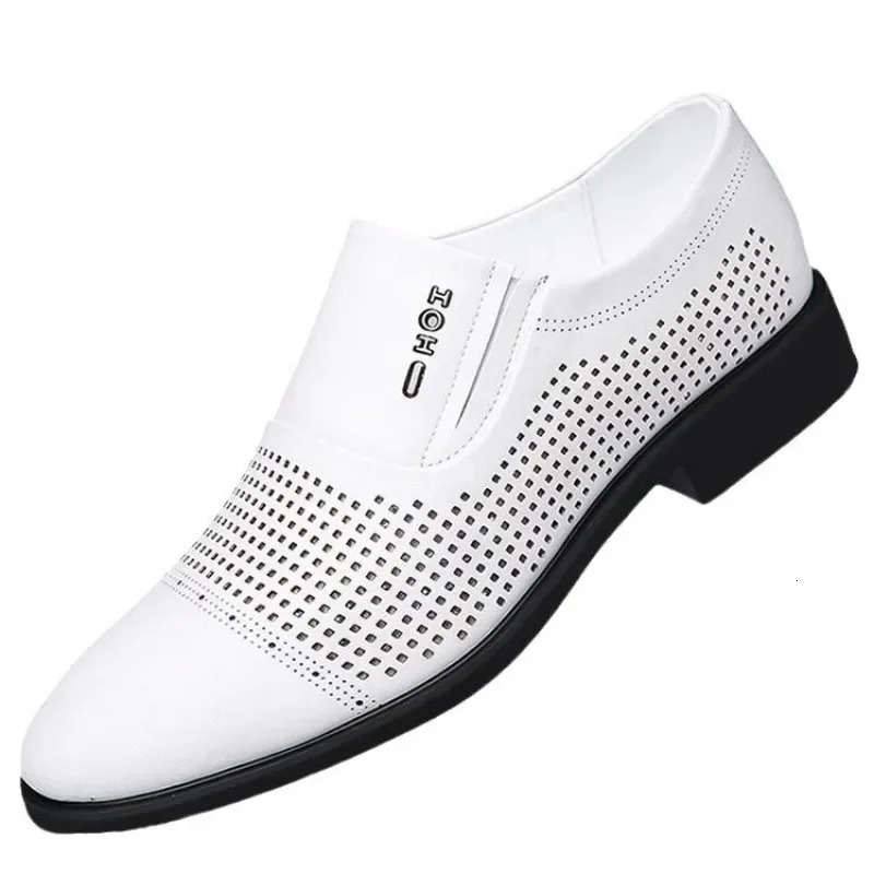 Mens Business Formal Leather Shoes White Inner Height Increase Mens Shoes Leather Shoes Slippers 241031