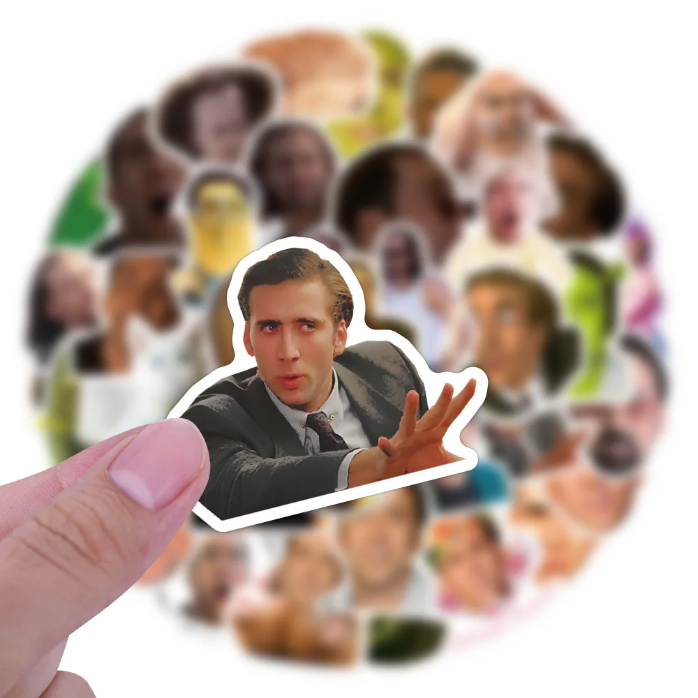 10/50pcs Funny Nicolas Cage Stickers spoof meme Waterproof Stickers for DIY Luggage Laptop Skateboard Motorcycle Bicycle Sticker